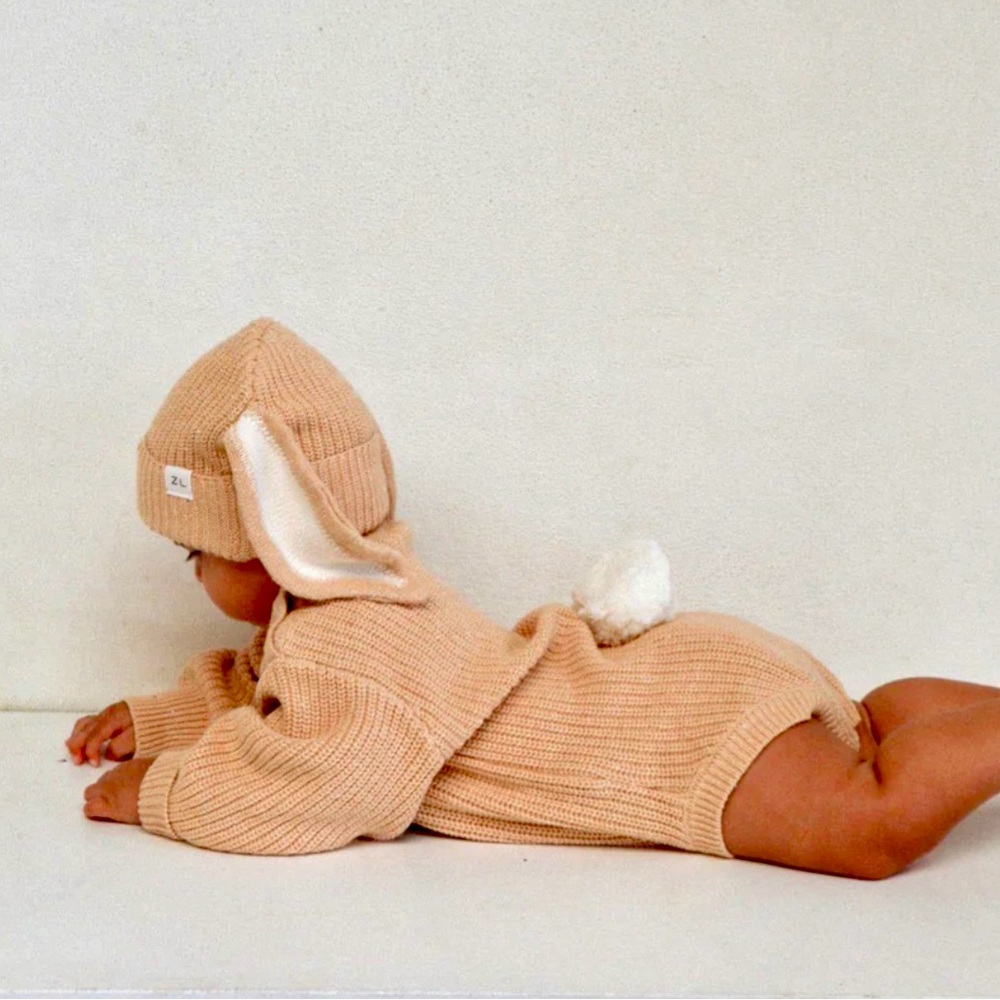 Ziggy Lou Adorable Tan Bunny Knit Baby Outfit